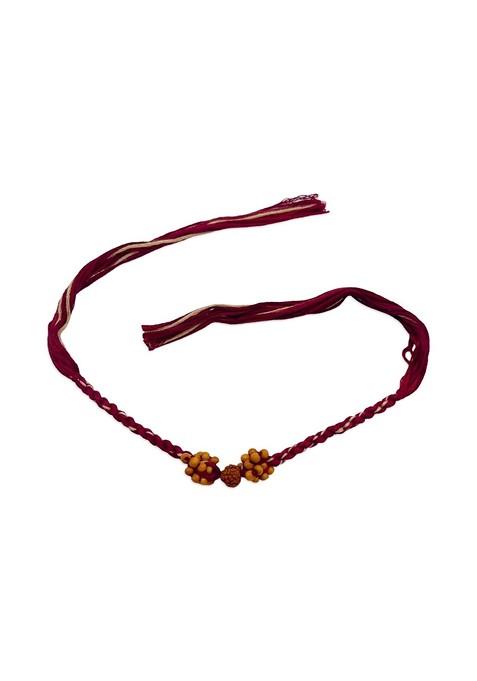 Men Red And Yellow Rudraksha Beaded Rakhi