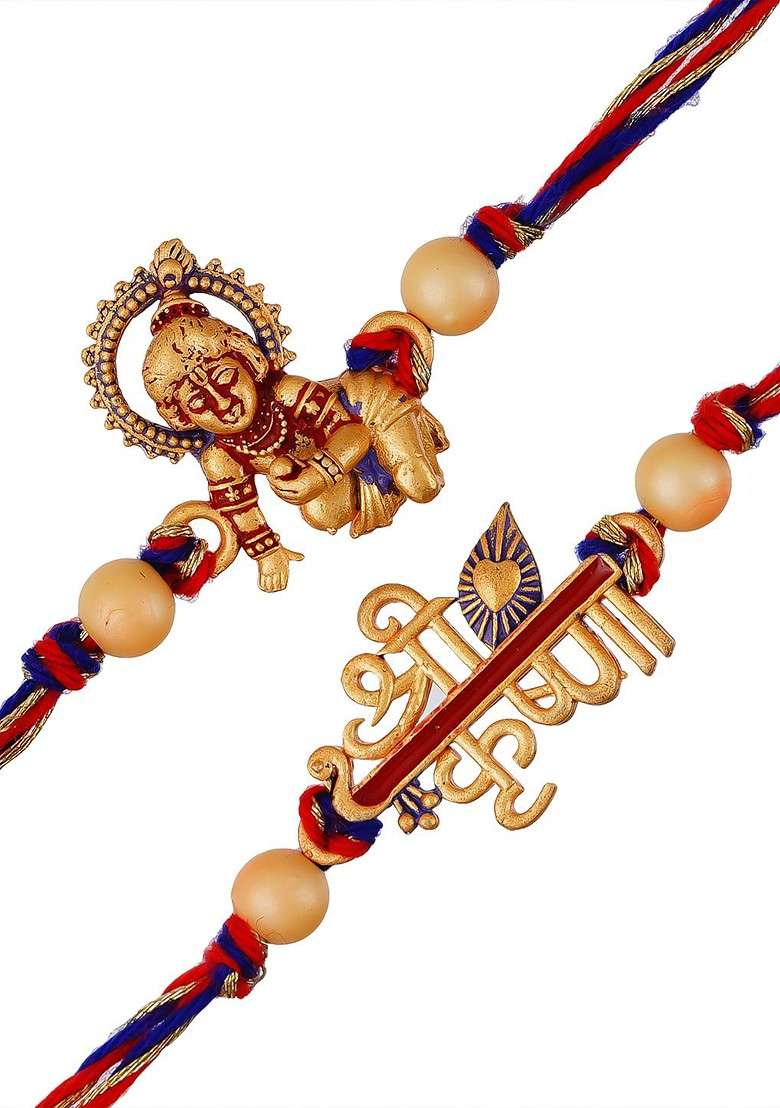 Multicoloured Pack Of 2 Krishna Religious Rakhis And Roli Chawal - Indya