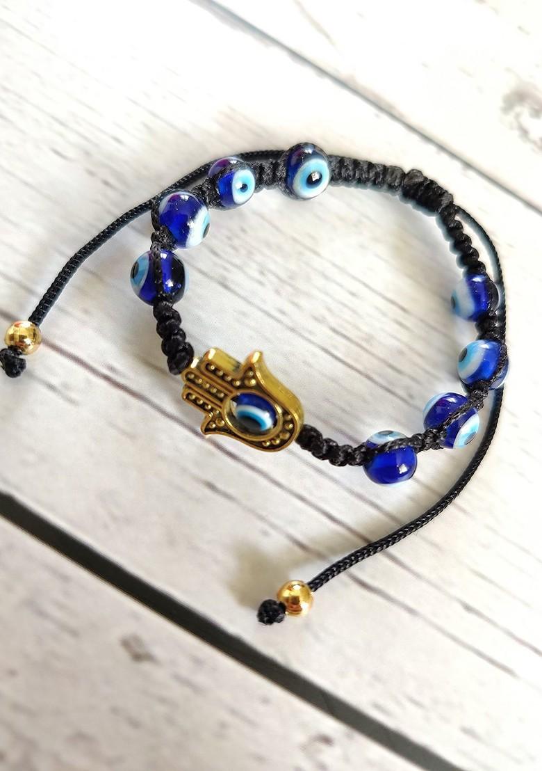 Black And Blue Evil Eye Rakhi And Greeting Card Set - Indya