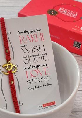 Bracelet Rakhi Combo For Bhaiya With Roli Chawal Shagun And Greeting Card