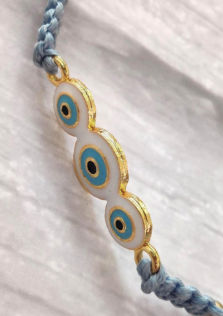 Evil Eye Rakhi Combo For Bhai With Roli Chawal Shagun And Greeting Card - Indya