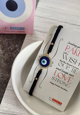 Evil Eye Rakhi Combo For Bhaiya With Roli Chawal Shagun And Greeting Card