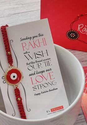 Bracelet Rakhi Combo For Bhaiya With Roli Chawal Shagun And Greeting Card