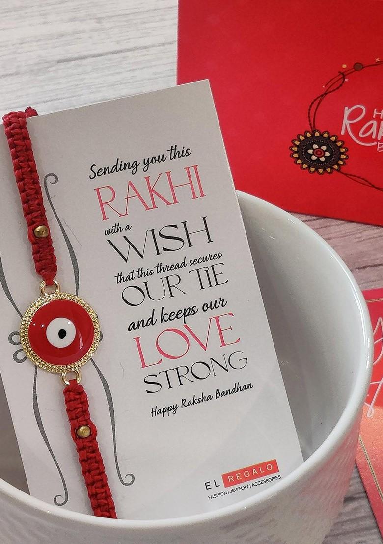 Bracelet Rakhi Combo For Bhaiya With Roli Chawal Shagun And Greeting Card - Indya