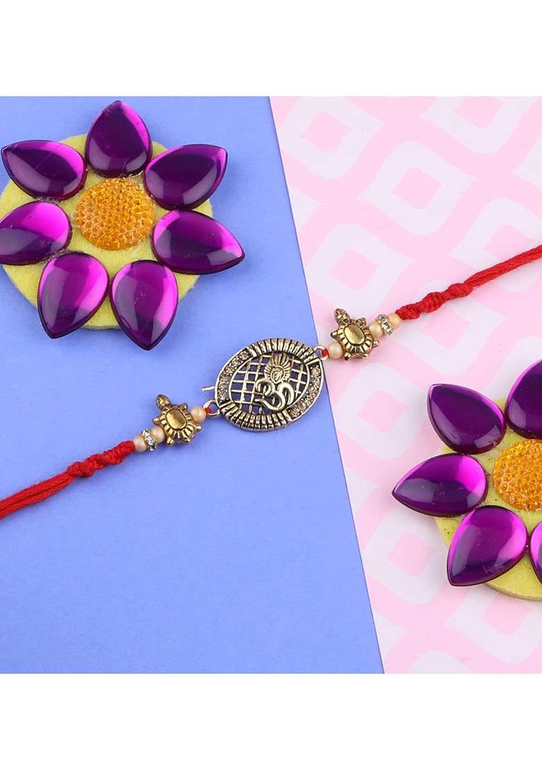 5 Pieces Multicolored Beaded Rakhi Combo Set - Indya