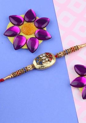 Pack Of 5 Multicoloured Rakhi With Roli Chawal Set