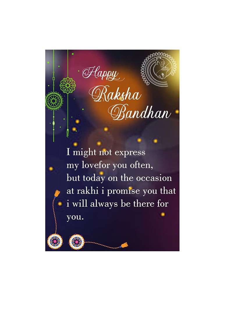Gold Toned 2 Rakhi With Roli Chawal Greeting Card - Indya