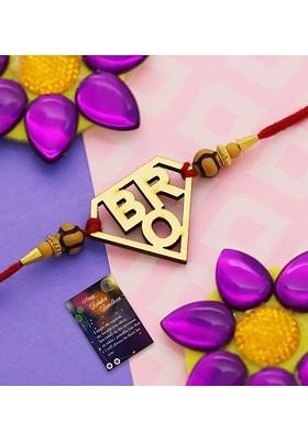 Gold Toned 2 Rakhi With Roli Chawal Greeting Card