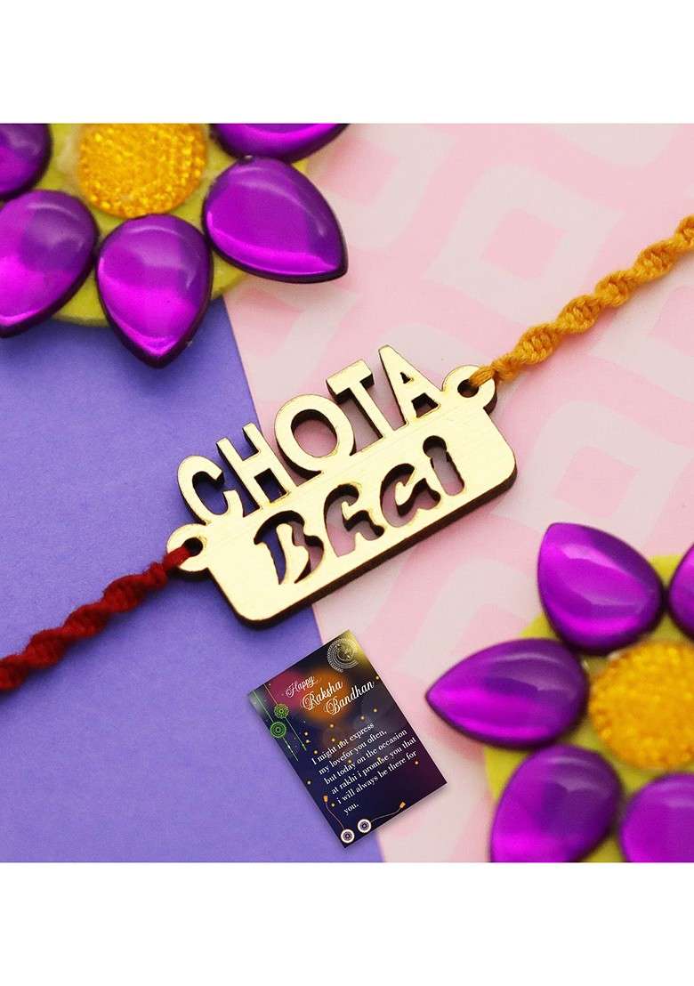Pack Of 2 Multicoloured Rakhi With Roli Chawal Set - Indya