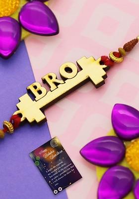 Gold Toned 1 Rakhi 1 Bhabhi Rakhi With Roli Chawal And Greeting Card