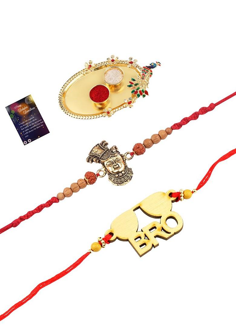 4 Pieces Multicolored Beaded Rakhi Combo Set - Indya