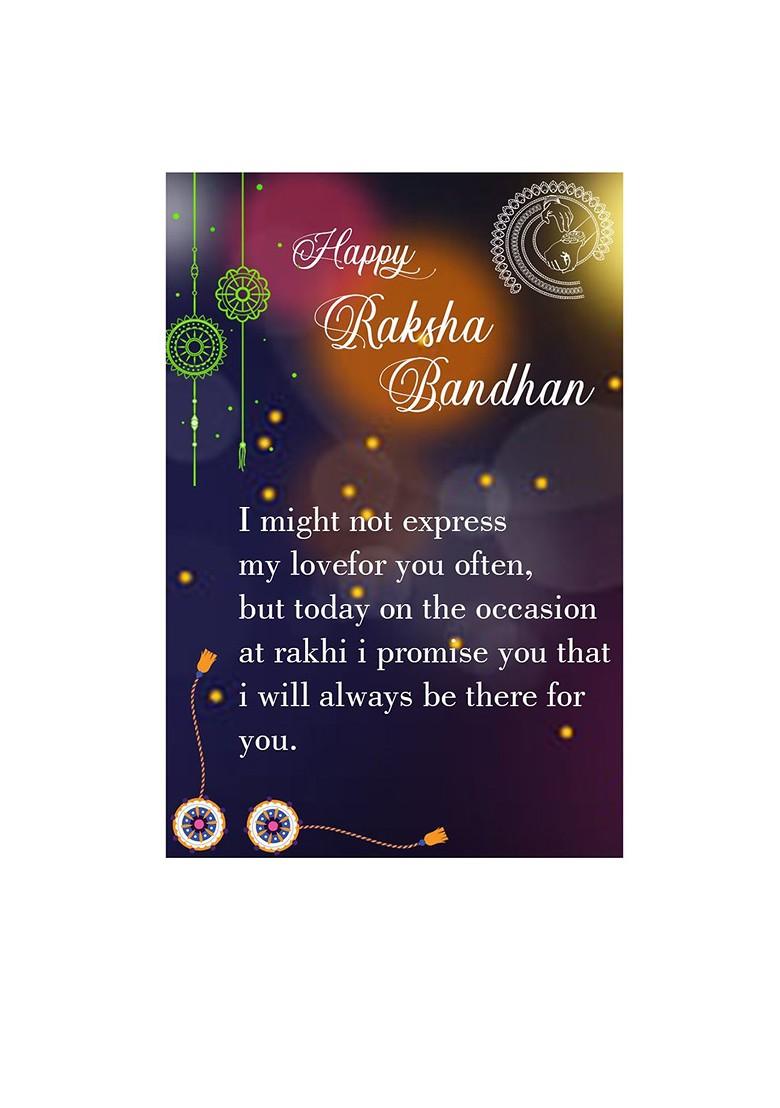Gold Toned 2 Rakhi With Roli Chawal And Greeting Card