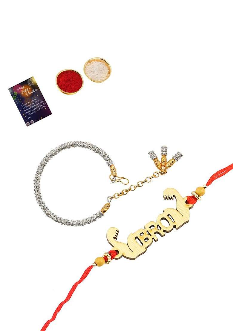 4 Pieces Multicolored Beaded Rakhi Combo Set - Indya