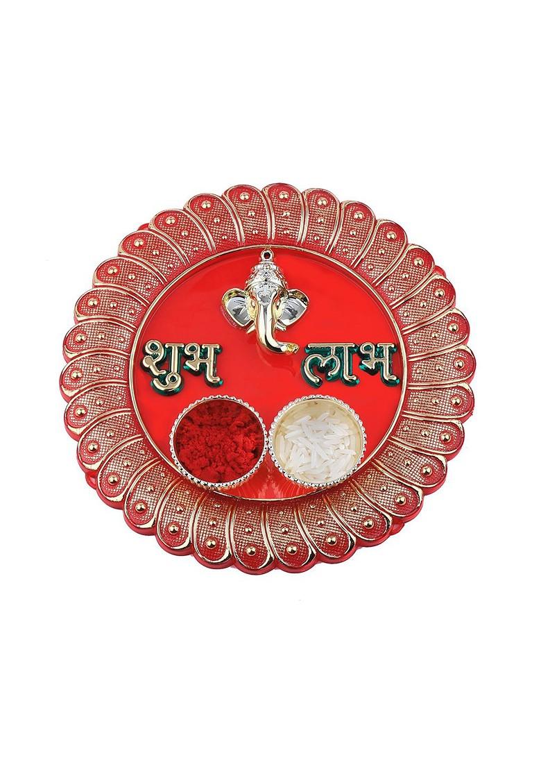 1 Bhaiya Rakhi With Pooja Thali Roli Chawal Greeting Card