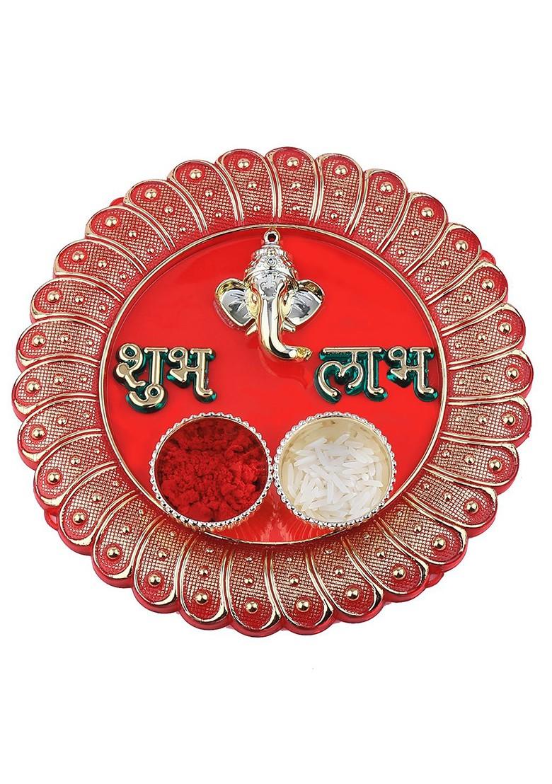1 Bhaiya Rakhi With Pooja Thali Roli Chawal Greeting Card