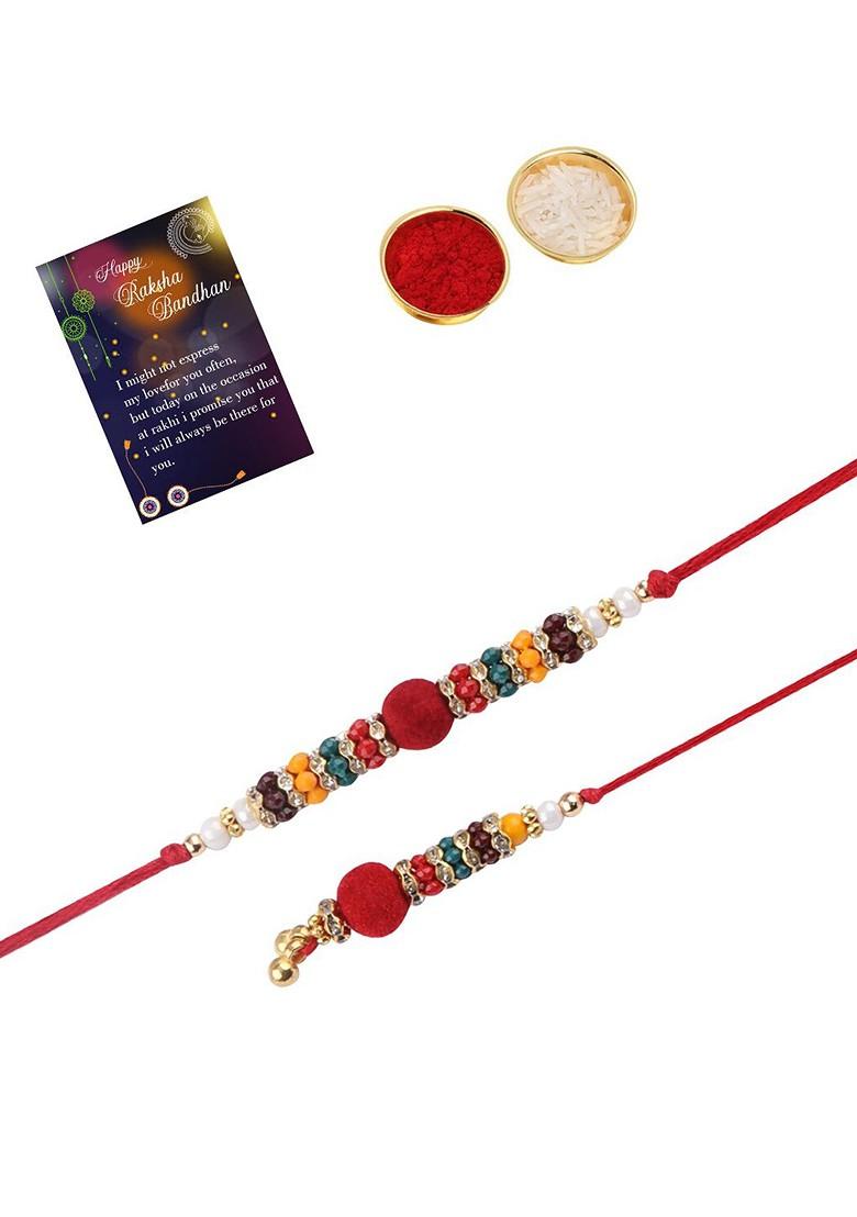 1 Bhaiya Rakhi With Pooja Thali Roli Chawal Greeting Card