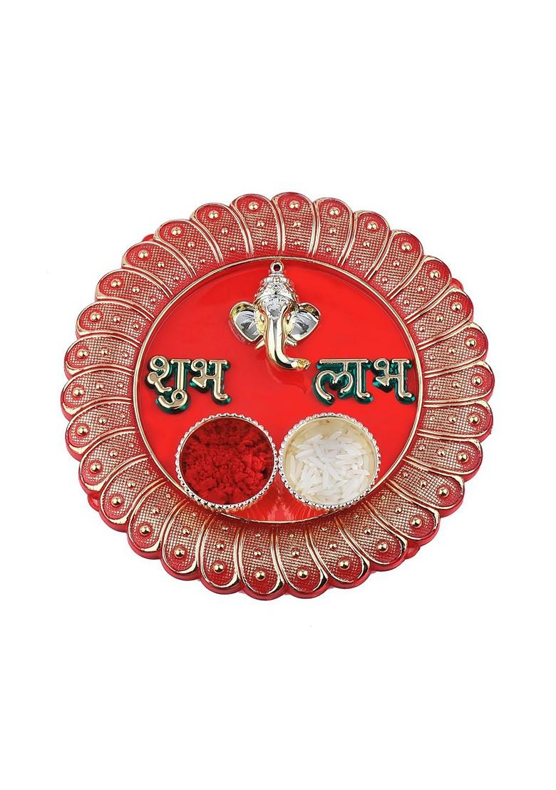 1 Rakhi 1 Bhaiya Rakhi With Pooja Thali Roli Chawal Greeting Card
