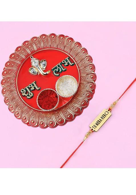 1 Rakhi 1 Bhaiya Rakhi With Pooja Thali Roli Chawal Greeting Card