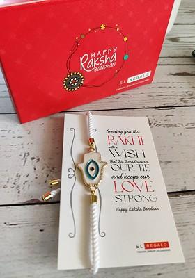 Bracelet Rakhi Combo For Bhaiya With Roli Chawal Shagun And Greeting Card