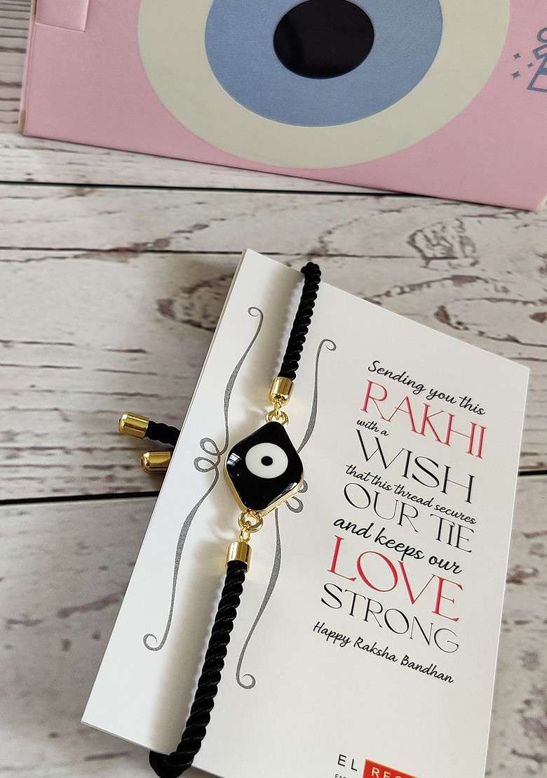 Bracelet Rakhi Combo For Bhaiya With Roli Chawal Shagun And Greeting Card - Indya