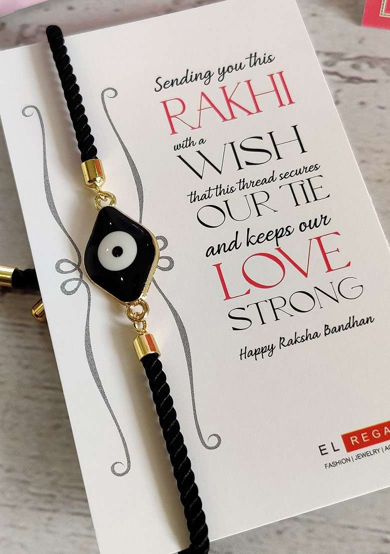 Bracelet Rakhi Combo For Bhaiya With Roli Chawal Shagun And Greeting Card - Indya