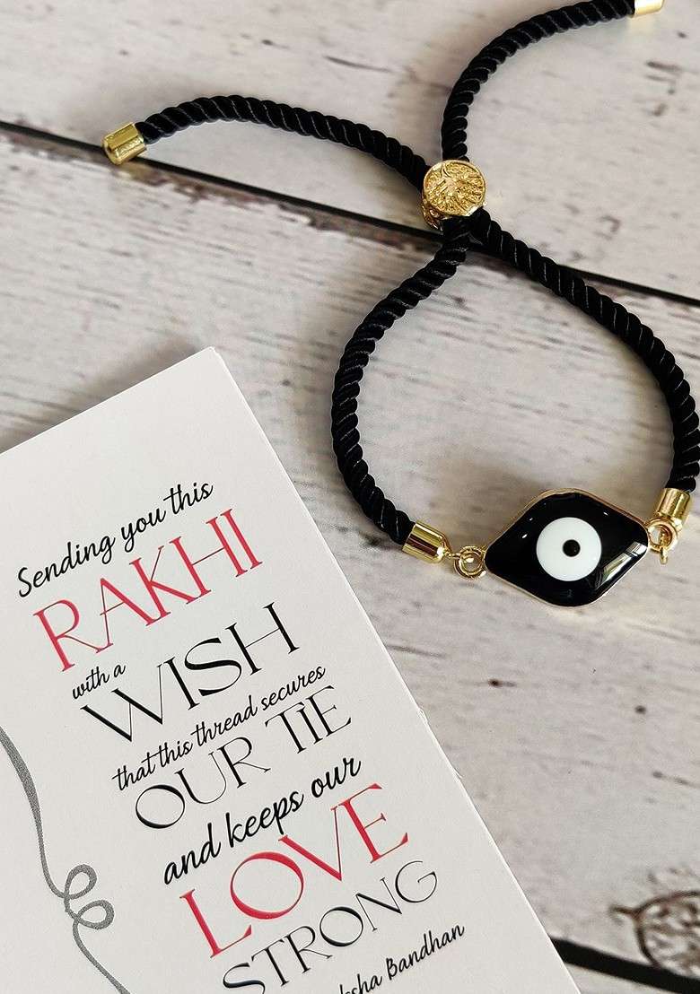 Bracelet Rakhi Combo For Bhaiya With Roli Chawal Shagun And Greeting Card - Indya