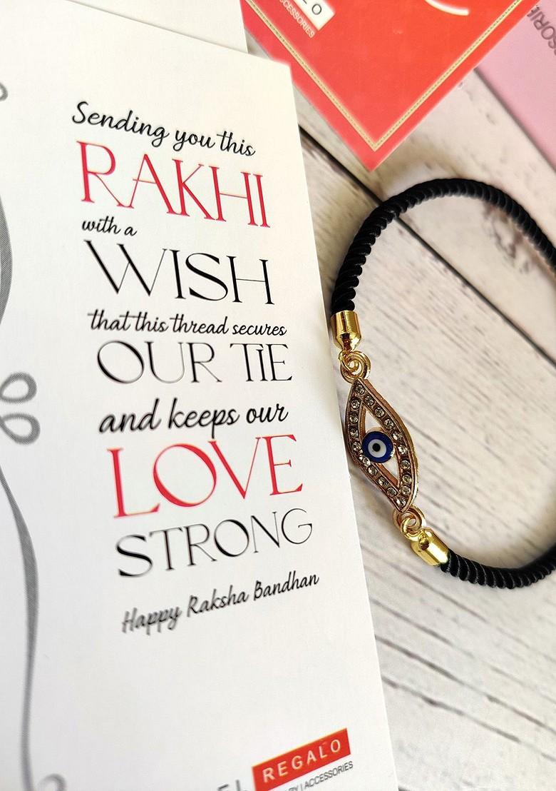 Evil Eye Rakhi Combo For Bhaiya With Roli Chawal Shagun And Greeting Card - Indya