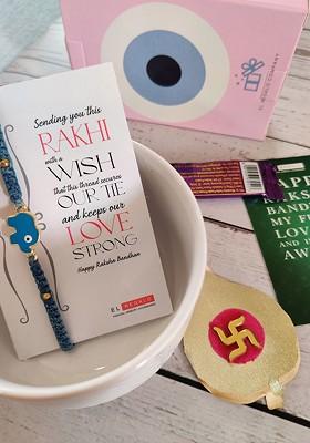 Bracelet Rakhi Combo For Bhaiya With Roli Chawal Shagun And Greeting Card