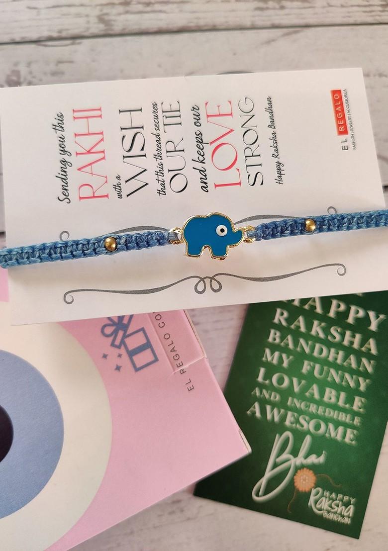 Bracelet Rakhi Combo For Bhaiya With Roli Chawal Shagun And Greeting Card - Indya