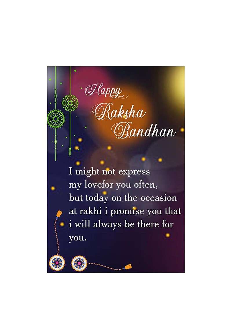 Red And Gold Toned 1 Rakhi With Roli Chawal Greeting Card - Indya
