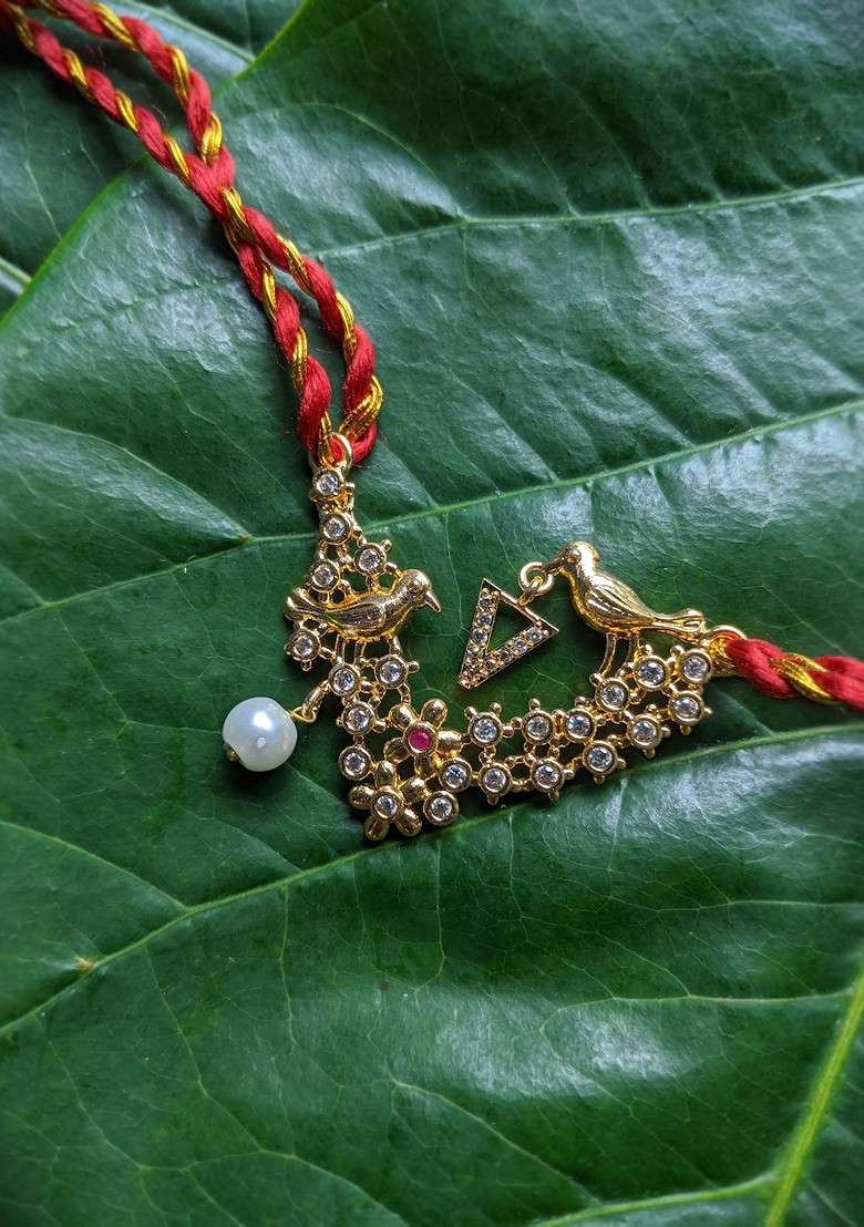 Men Gold Plated White Ad Studded And Beaded Thread Rakhi - Indya
