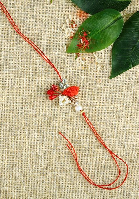 Red Themed Stylish Handcrafted Beads Rakhi