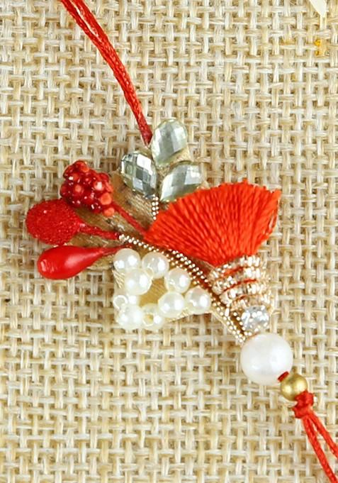 Red Themed Stylish Handcrafted Beads Rakhi