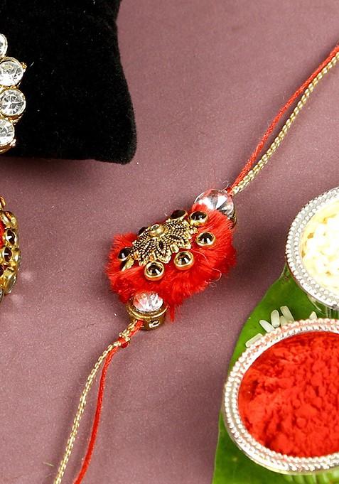 Multicoloured Bhaiya Bhabhi Traditional Rakhi Set