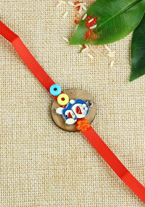Kids Red And Blue Animated Doraemon Cartoon Rakhi