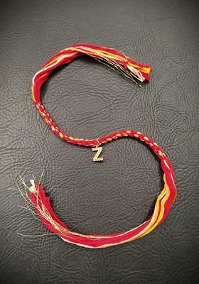Unisex Gold Plated Red Ad Studded Z Alphabet Customized Thread Rakhi