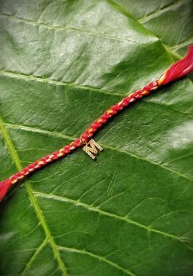Men Gold Plated Red And Yellow M Alphabet Customized Thread Rakhi