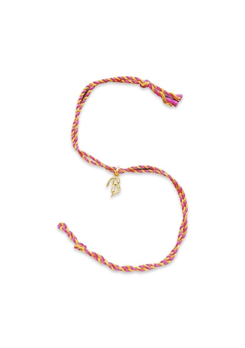 Men Gold Toned And White American Diamond Studded Customized Letter B Rakhi - Indya