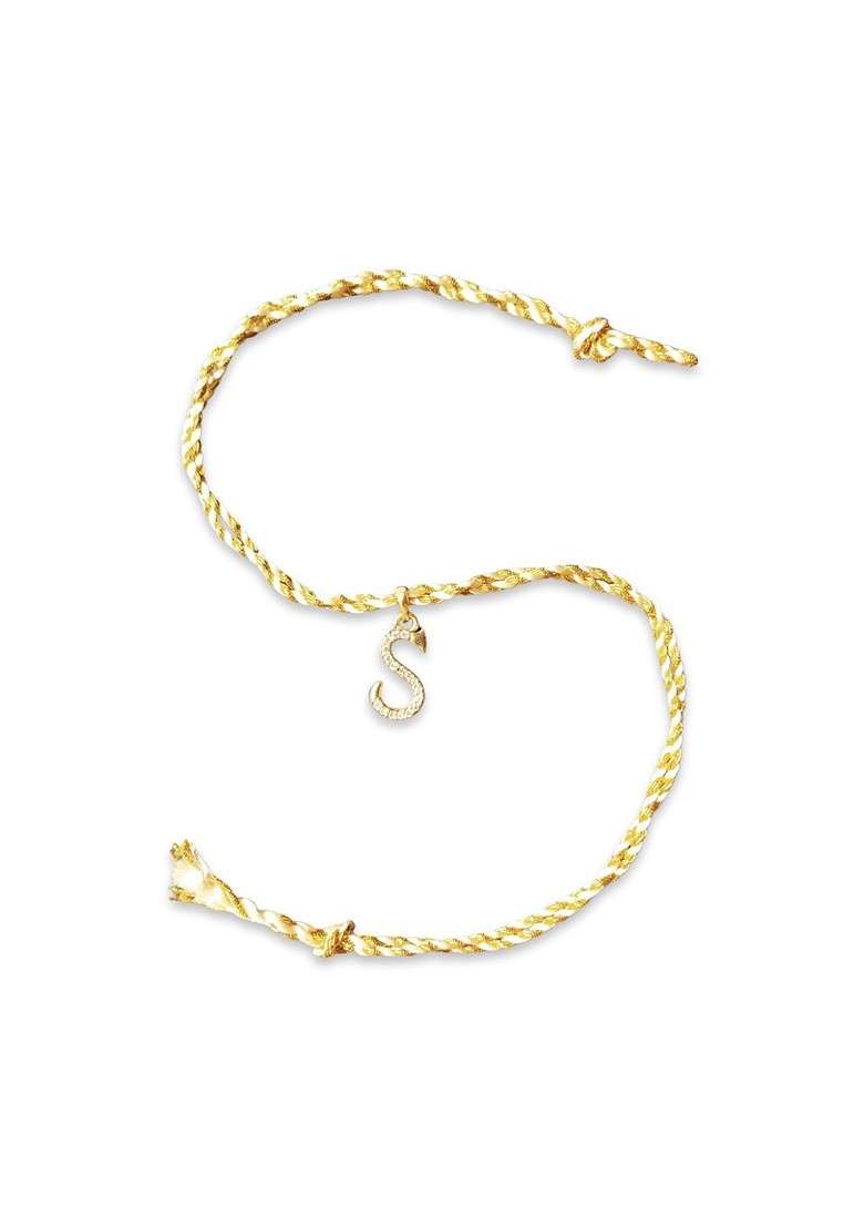 Men Gold Plated And White Ad Studded Letter S Customized Thread Rakhi - Indya