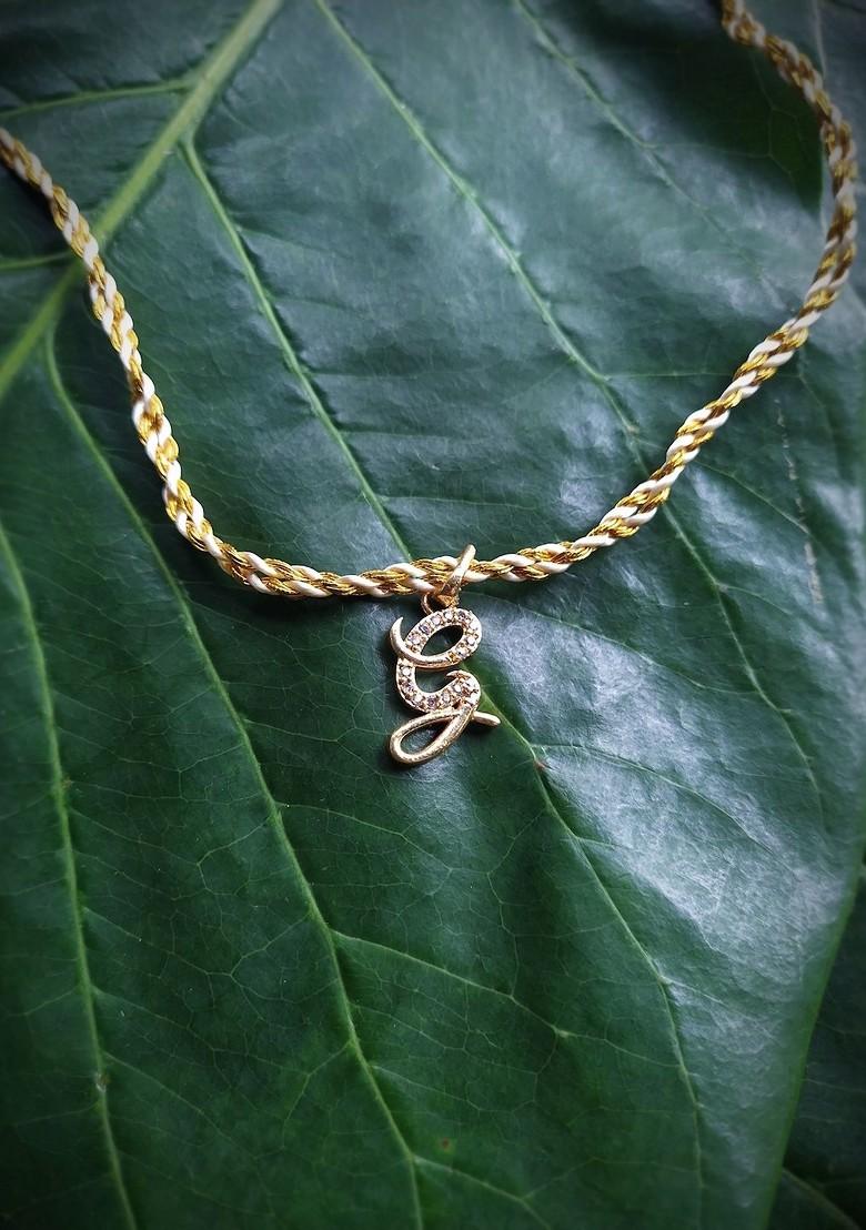 Men Gold Plated And White Ad Studded Letter G Rakhi - Indya