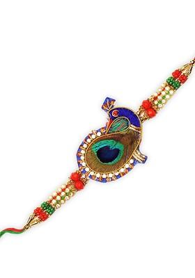 Gold Toned And Red Rakhi Gift Set