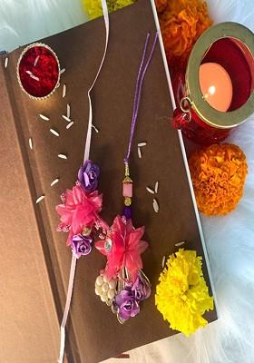 Set Of 2 Pearl Studded Bhaiya Bhabhi Rakhis
