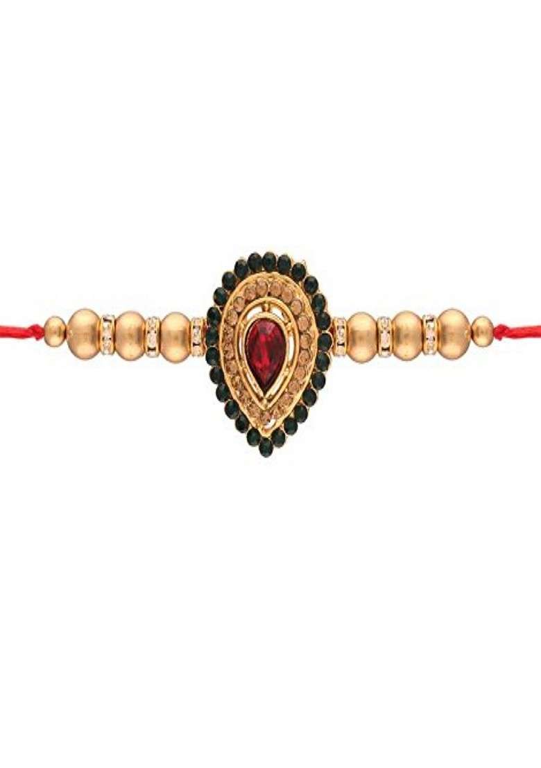 Set Of 2 Pearl Studded And Beaded Bhaiya Bhabhi Rakhis - Indya