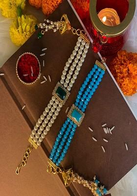 Pack Of 2 Embellished Pearl Beaded Rakhi