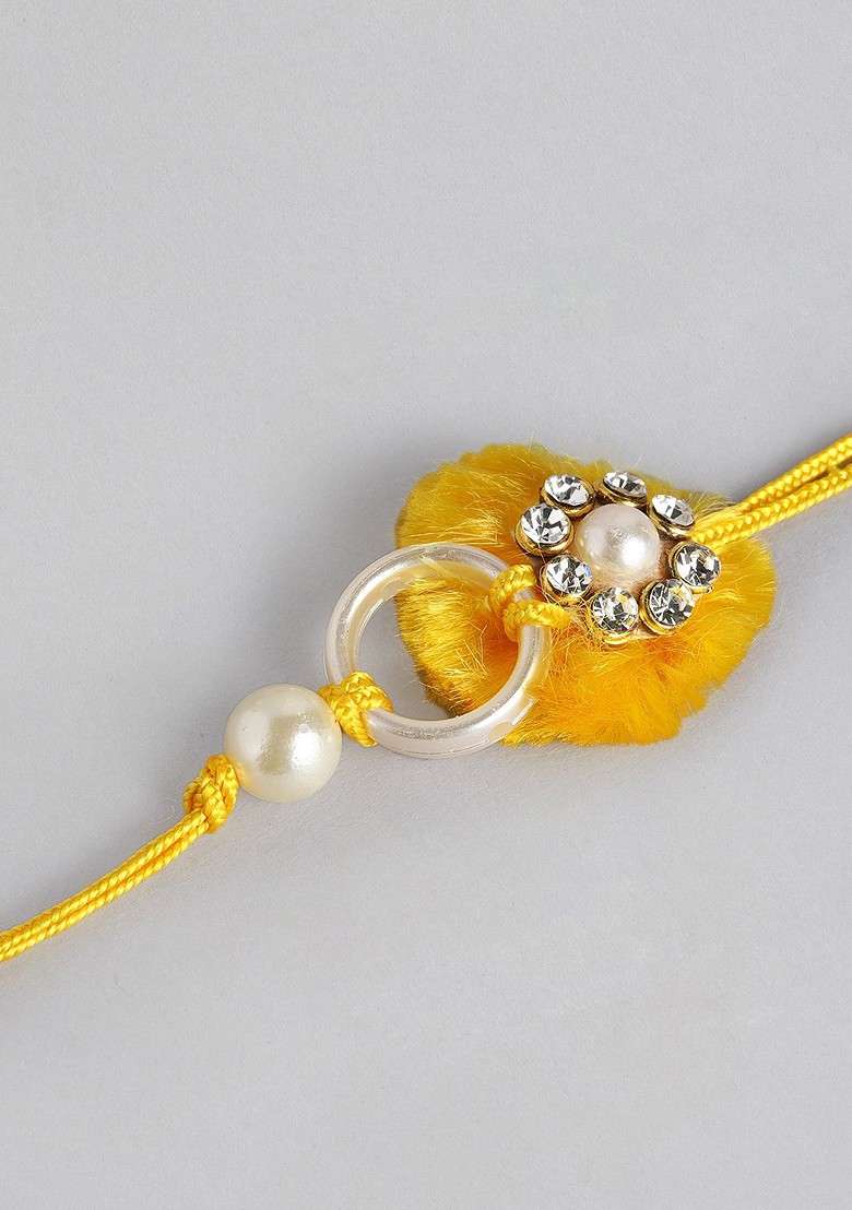 Set Of 2 Pearl Studded And Beaded Bhaiya Bhabhi Rakhis - Indya