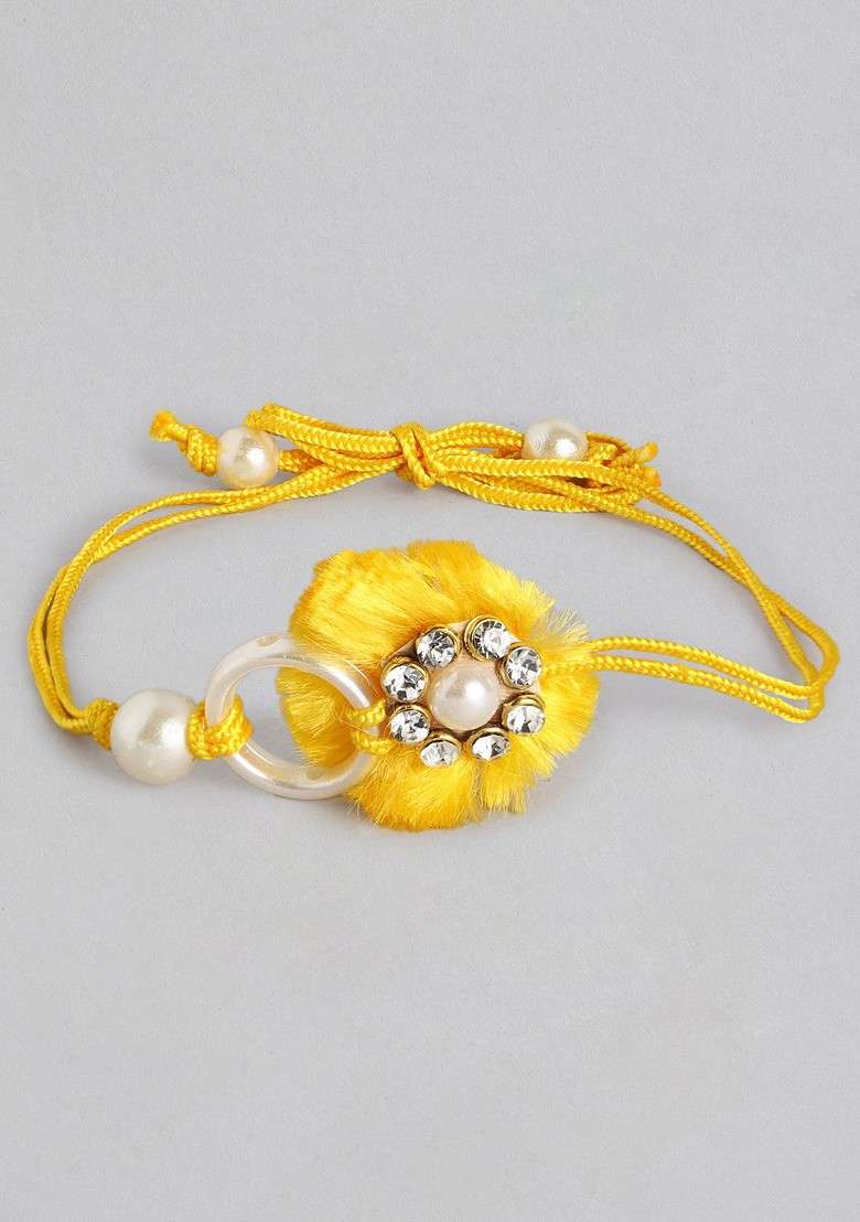 Set Of 2 Pearl Studded And Beaded Bhaiya Bhabhi Rakhis - Indya