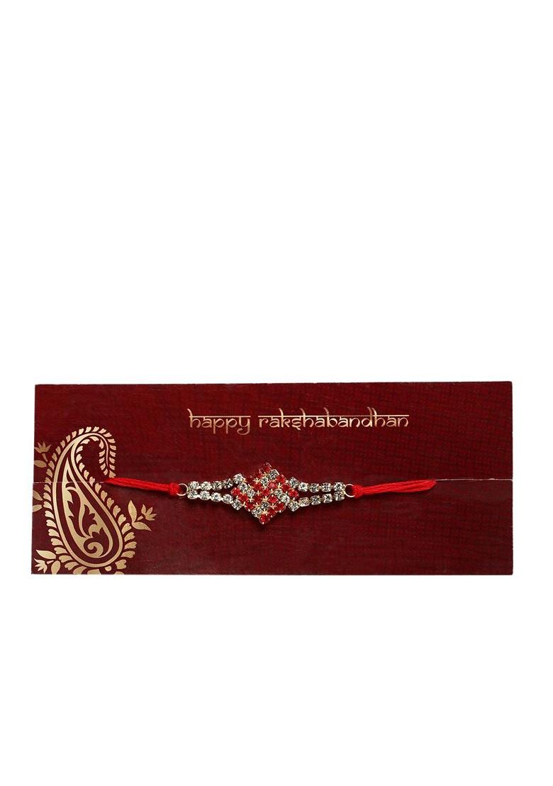 Gold Toned Ad Stoned Studded Swastik Rakhi
