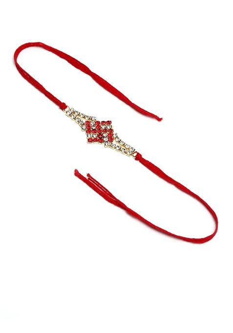 Gold Toned Ad Stoned Studded Swastik Rakhi