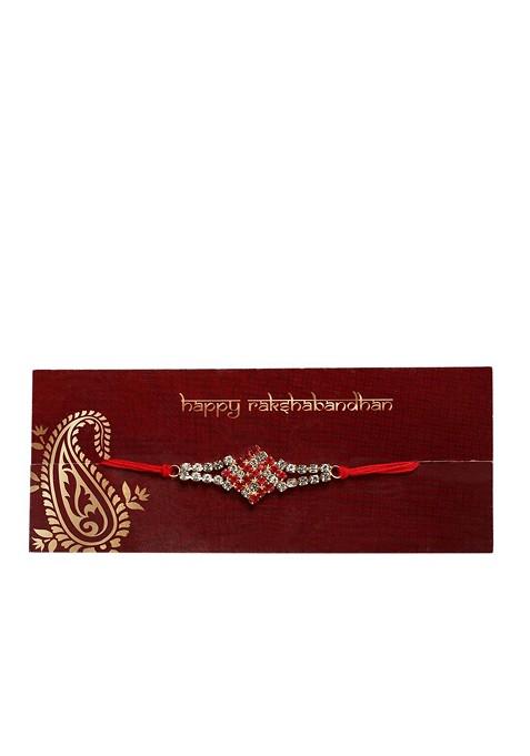 Gold Toned Ad Stoned Studded Swastik Rakhi
