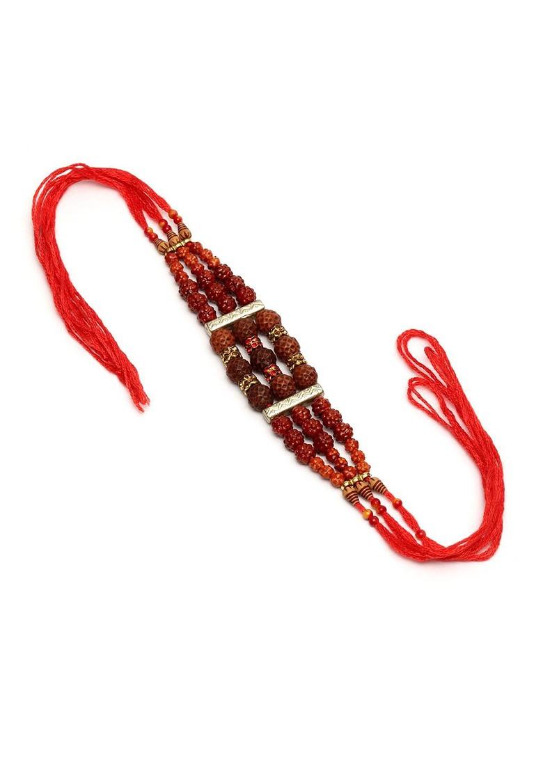 Set Of 2 Traditional Rudraksha And Swastic Rakhis